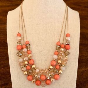 Ethel & Myrtle | Elegant Coral and Gold Beaded Necklace | 20” Adjustable